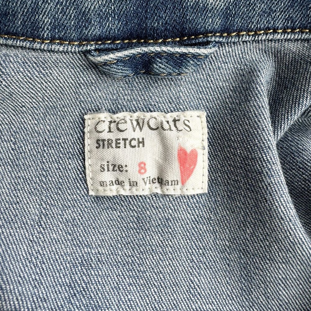 MADEWELL CREWCUTS Strawberry Jean Jacket Girls 8 Denim Embroidered Strawberries - Picture 8 of 9